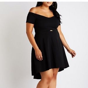 Off The Shoulder High Low Skater Dress w/ Cutout
